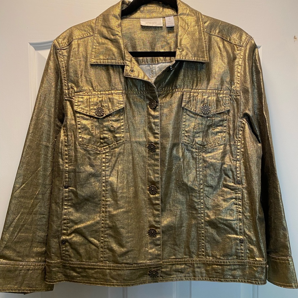 Chico's Gold Metallic Jacket ❤️ - Picture 2 of 5